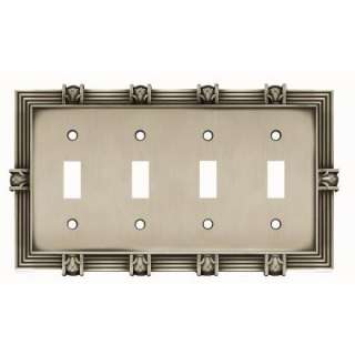 Liberty 4 Gang Switch Pineapple Satin Pewter Wall Plate W104ZMC BSP C 