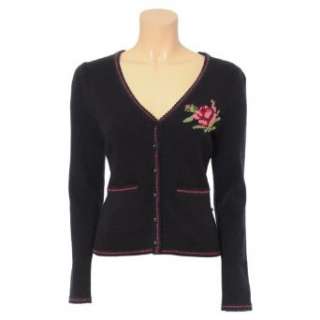   Louie Strickjacke CARDI V ROSE INTARSIA black  Bekleidung