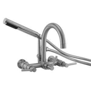   Metal Lever 3 Handle Claw Foot Tub Faucet with Handshower in Chrome