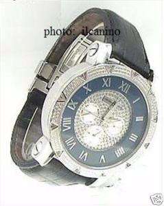 HUGE 50mm Mens TECHNO SWISS diamond bezel chrono watch  