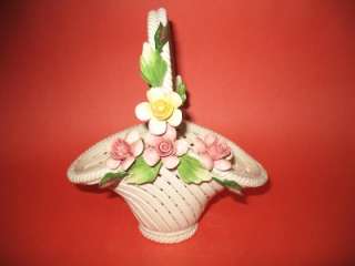 Vintage NUOVA CAPODIM0NTE Flower Basketweave Basket  