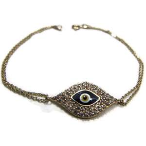 14K SOLID YELLOW GOLD EVIL EYE BRACELET NEW with stone  