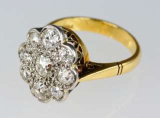   cut 1.5ct Diamond cluster ring 18ct gold & palladium circa 1940  