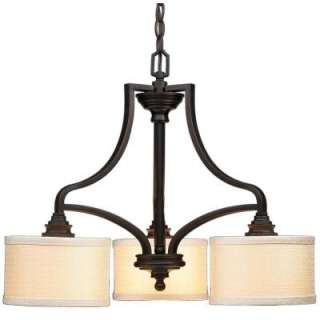   Bay3 Light Oil Rubbed Bronze Dinette Chandelier with Fabric Shades