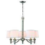  5 Light Brushed Nickel Chandelier with White 