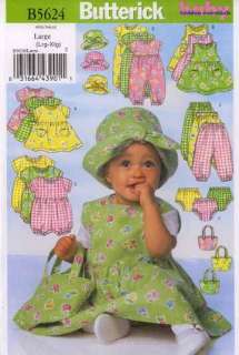 Butterick Pattern B5624 Baby clothes L XL Dress Romper Jumper Pants 