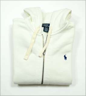 NWT Polo Ralph Lauren Mens Full Zip Hoodie Sweater Jacket White  