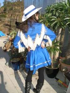 Blue & White Vintage Drill Team Costume Jacket and Skirt Cheerleader 