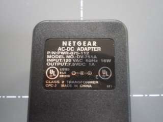 NETGEAR AC DC Adapter PWR 075 112 [DV 751A]  