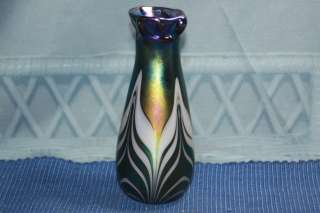 Vintage 1976 Terry Crider Art Studio Glass Irridized Vase Art Noveau 