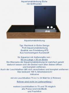 Aquariumabdeckung 80x50cm Eiche Design  