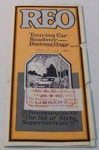Reo 1922 Touring Car, Roaster, Coupe Sales Brochure  