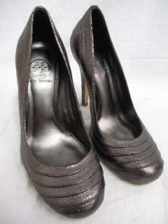 Tory Burch Shoes Dark Pewter Metallic Leather Pumps 8  