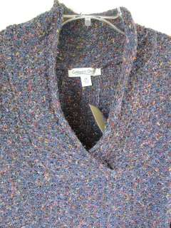 Coldwater Creek Cross V Neck Marled Pullover Sweater  