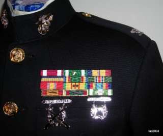 US Marine Corps Officer Uniform Dress Blue Ribbons Vietnam Trouser 