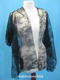 Vintage chantilly lace jacket shawl Edwardian era R332  
