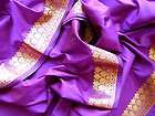 edel Seiden Sari Stoff 3m violett indisch Bollywood Gardine Vorhang 