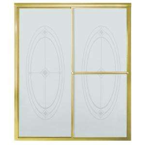   Deluxe 59 3/8 in. x 70 in. Framed Bypass Shower Door in Polished Brass