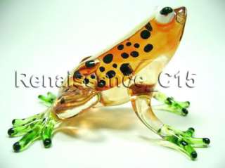 Figurine Animal Hand Blown Glass Gift 2 Frog #6  
