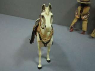   HORSE WITH SADDLE AND REINS & TWO FIGURES COWBOY & MOUNTAIN MAN  