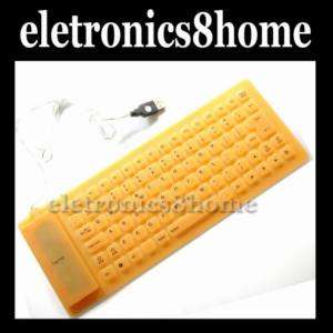 New USB Flexible Silicone PC Keyboard antiwater Orange  