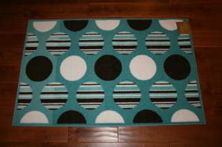 3X4 Kitchen Rug Washable Mat Rugs Blue Brown White Circles Pattern 