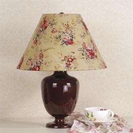 Ceramic Urn Table Lamp in Brown Finish and Angelica Cotton Empire 
