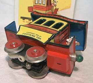 RICHART O SCALE POWERED TIN LITHO TOONERVILLE TROLLEY + STATION 