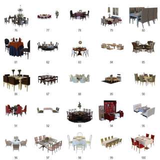 100 Restaurant Dining Sets 3d models with textures   3D STUDIO MAX 