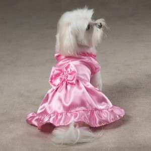 Dogs Darling Begonia Pink Satin Bridesmaid Dress w Bow  