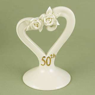 50th Golden Anniversary Porcelain Pearl Glazed Rose Gift Cake Cake Top 