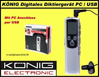 KÖNIG Digitales Diktiergerät PC USB Digital Voice  