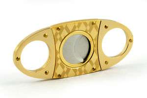 Gold plated Double Blades Stainless Steel Cigar Cutter  