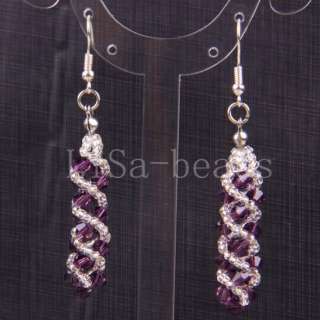 New Swarovski Crystal Beads Weave Dangle Earrings LU058  