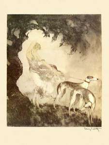   with Two Greyhounds Dogs by Louis Icart Fine Art Repo FREE S/H  