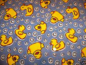 Yellow Rubber Duckie & Bubbles Fleece Fabric Anti Pill  