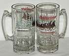 BUDWEISER BEER GLASS MUGS CLYDESDALES 20 OZ. 1988