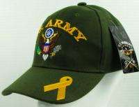 NEW OLIVE MILITARY U.S. ARMY WITH YELLOW RIBBON BASEBALL CAP  