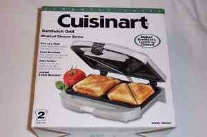 Cuisinart Brushed Chrome Series Sandwich Grill   New  