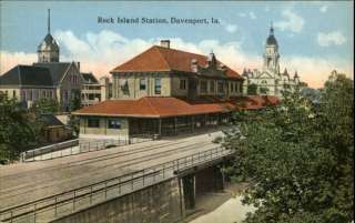 DAVENPORT IA Rock Island RR train Station c1910 PC  