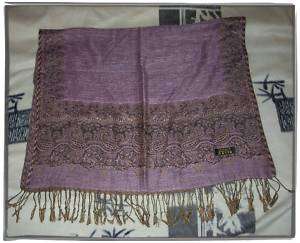 Große Stola   Schal im Indien Style   lila mit Muster  