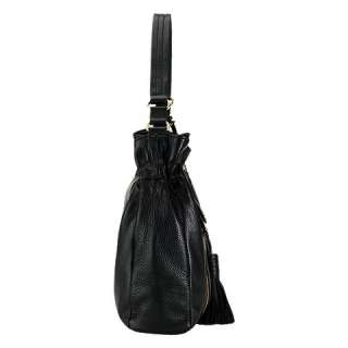 COLE HAAN $298 Pebbled Leather Bailey Drawstring Zipper Hobo Bag 