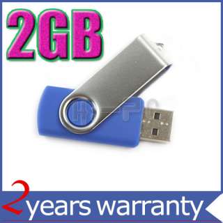 New 2GB USB Flash Memory Stick Drive Swivel design Blue  