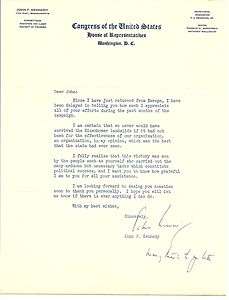 JFK John F. Kennedy Letter JSA Auto Signature Certified Autographed 