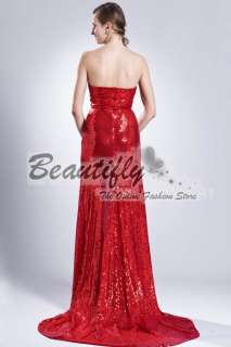 Sexy Red Sequins Split Christmas Long Formal Gown Evening Gown Prom 