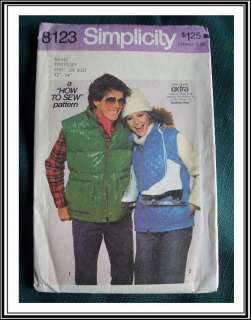 Vintage 70s Puffy Quilted Ski Vest Pattern Unisex 32 34  