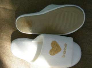 BEBE slippers SHOES sandals heart gold white soft  