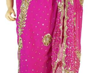 Pink Party Saree Clothing Designer Sari Cocktail Dress  