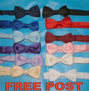 BOYS BOW TIES,TIE WITH VELCRO FASTENER LOTS OF COLOURS  