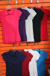 women basic solid stretch polo shirts white,red,gray,purple,fushia 